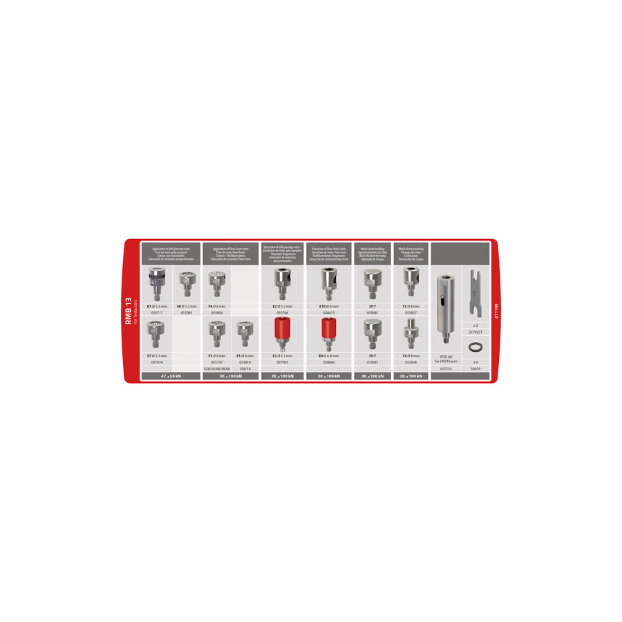 Gys 071100 Rmb 13 Die Kit For 8T/10T Riveter (Tesla) Car Body Accessories
