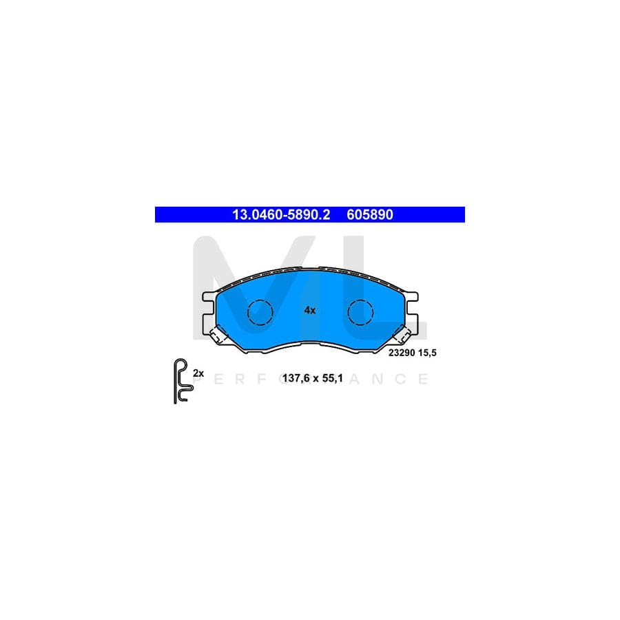 ATE 13.0460-5890.2 Brake pad set with acoustic wear warning