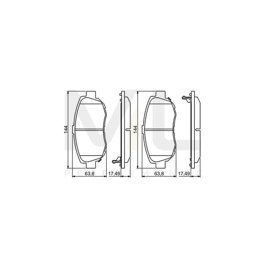 Bosch 0986494211 Brake Pad Set With Acoustic Wear Warning, With Anti-Squeak Plate BP1147 | ML Performance Car Parts