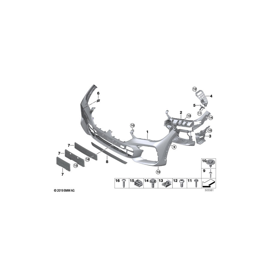 Genuine BMW 51118098864 G06 Trim Cover, Bumper, Primed, Front M (Inc. X6 30iX, X6 40iX & X6 M50dX) | ML Performance US