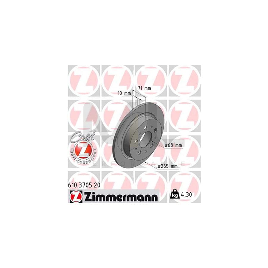 ZIMMERMANN COAT Z 610.3705.20 Brake Disc Solid, Coated  - 1 piece