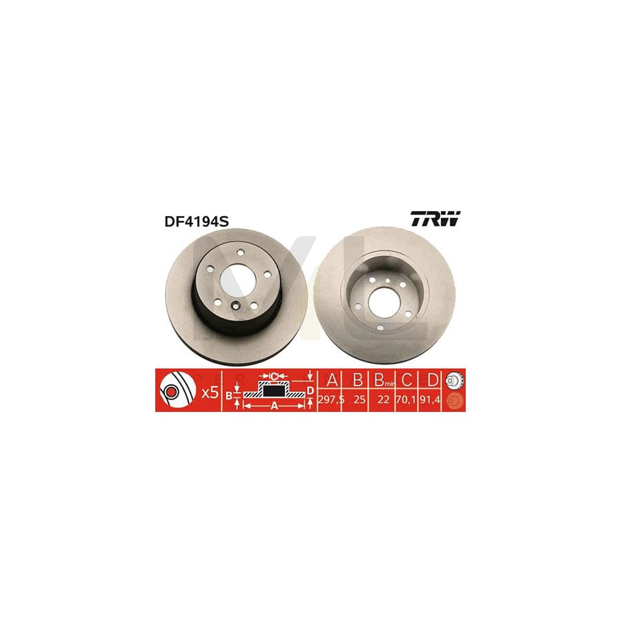 TRW DF4194S Brake Disc for LAND ROVER Discovery II (L318) Vented, Painted, High-carbon | ML Performance Car Parts