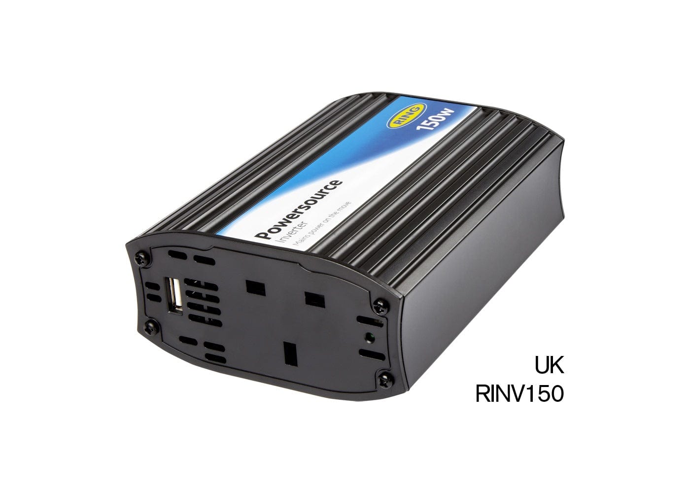 RING RINVU150 12V DC to 240V AC, 150W PowerSource inverter With 2.1A USB - Single Socket