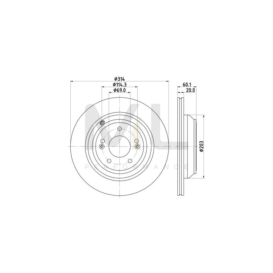 HELLA PRO 8DD 355 122-581 Brake Disc Externally Vented, Coated, without wheel hub, without wheel studs