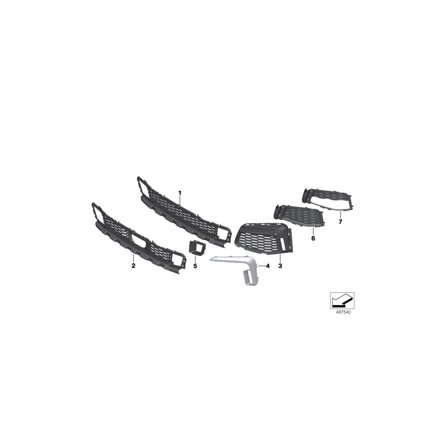 Genuine BMW 51118074002 G11 G12 Grill, Air Intake, Open, Right M (Inc. 740LiX, 730Ld & 740dX) | ML Performance US