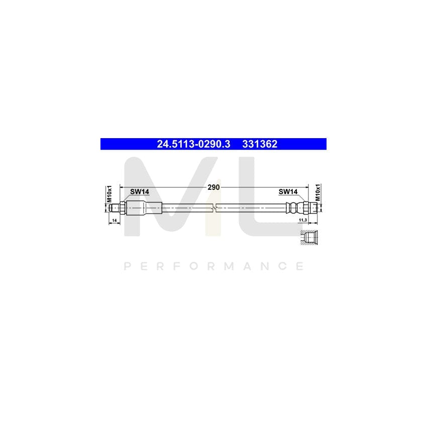 ATE 24.5113-0290.3 Brake Hose 290mm, M10x1