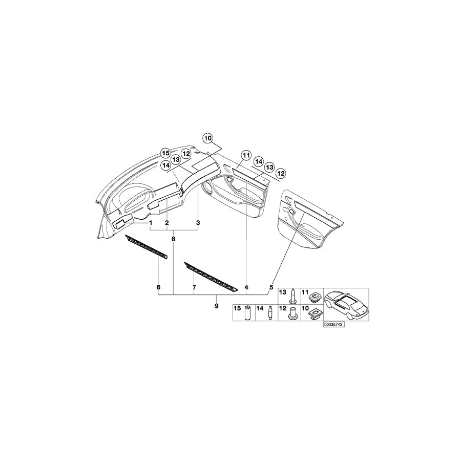 Genuine BMW 51427830192 E46 Aluminum Decor Strip, Rear Right Door BLACK CUBE (Inc. 316i 1.6, 318d & 320d) | ML Performance US Car Parts