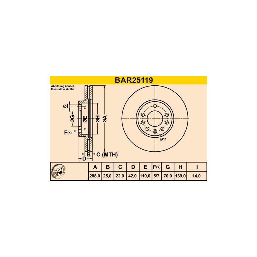 Barum Bar25119 Brake Disc