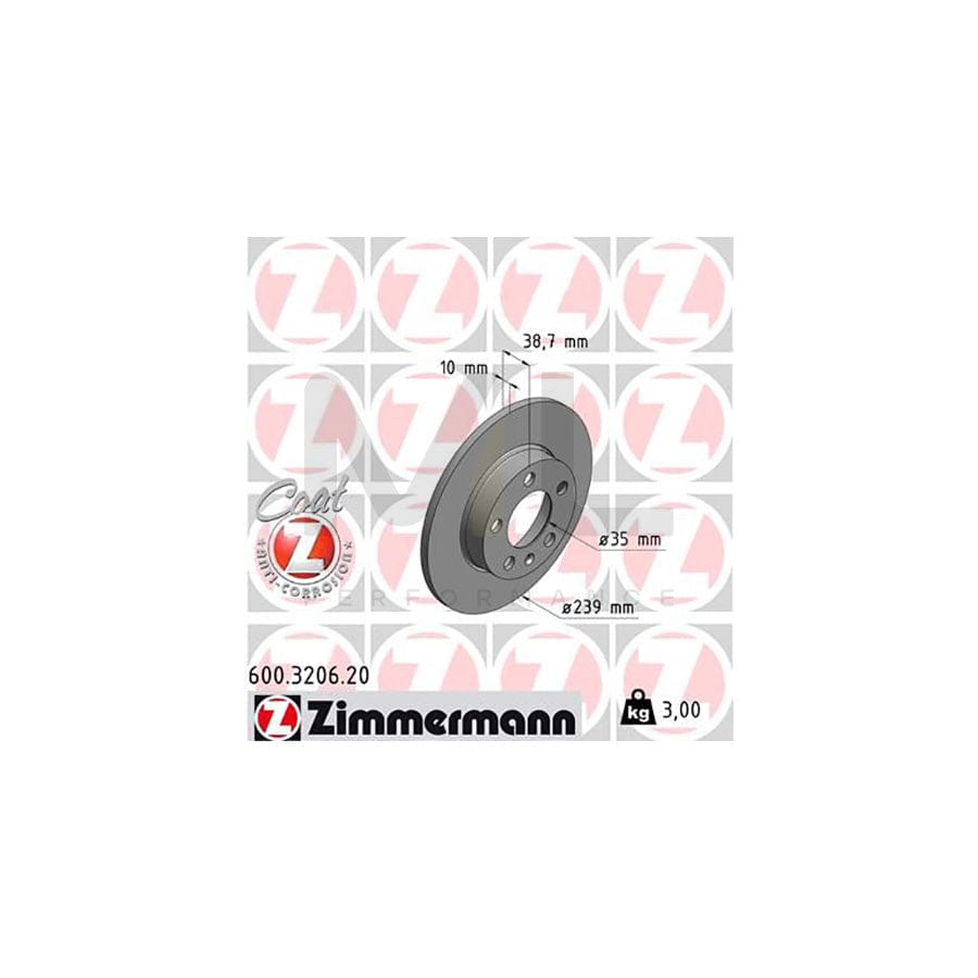 ZIMMERMANN COAT Z 600.3206.20 Brake Disc Solid, Coated  - 1 piece