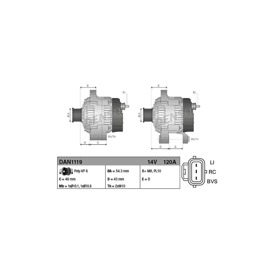 DENSO DAN1119 Alternator