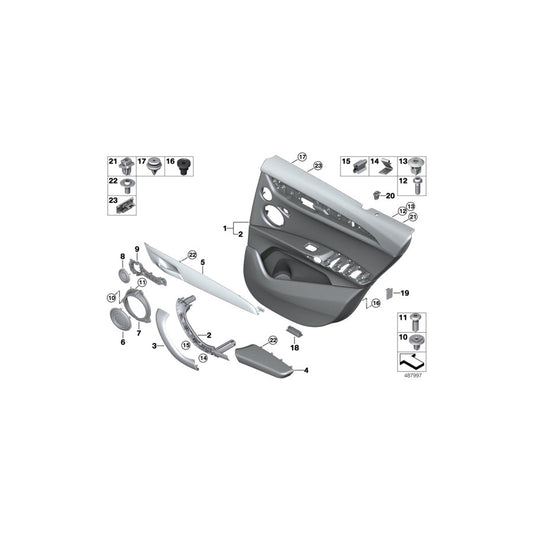 Genuine BMW 51428072463 F39 Decorative Strip Aluminum Left HEXAGONAL (Inc. X2 20dX, X2 20i & X2 16d) | ML Performance US Car Parts