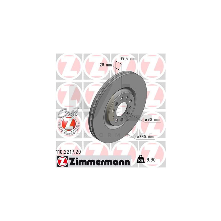 ZIMMERMANN COAT Z 110.2217.20 Brake Disc Internally Vented, Coated  - 1 piece