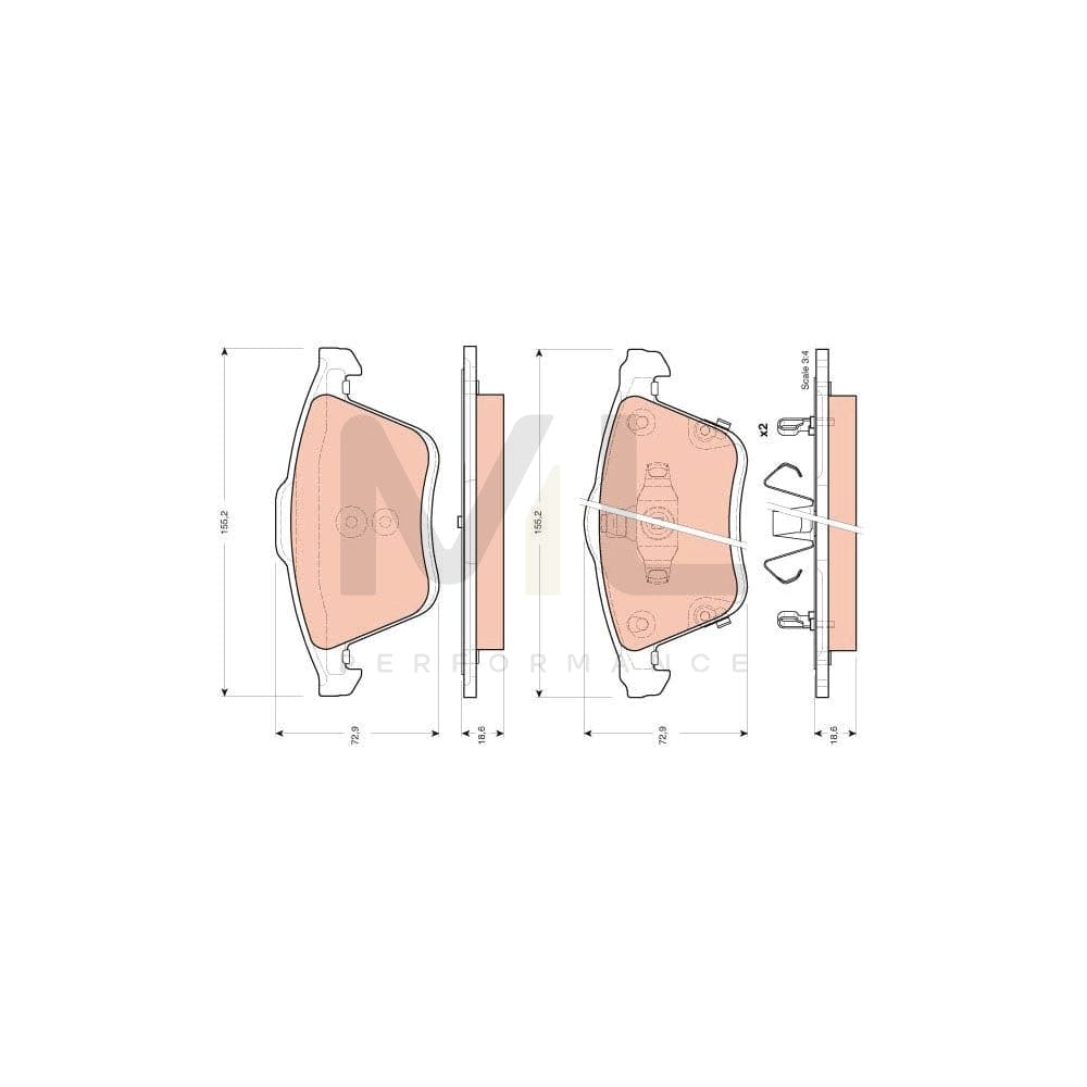 TRW Gdb3400 Brake Pad Set For Mazda 6 With Acoustic Wear Warning | ML Performance Car Parts