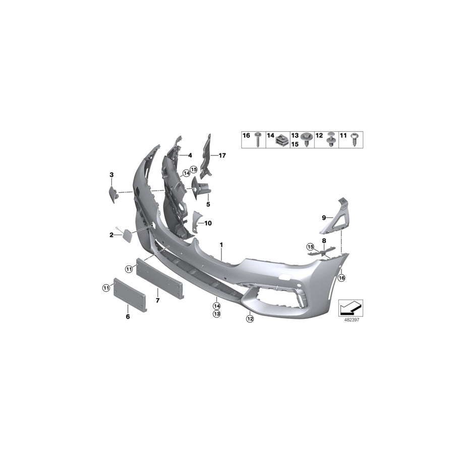 Genuine BMW 51118064748 G11 G12 Trim Cover, Bumper, Primed, Front M PDC/PMA (Inc. M760LiX, 730Ld & 740dX) | ML Performance US