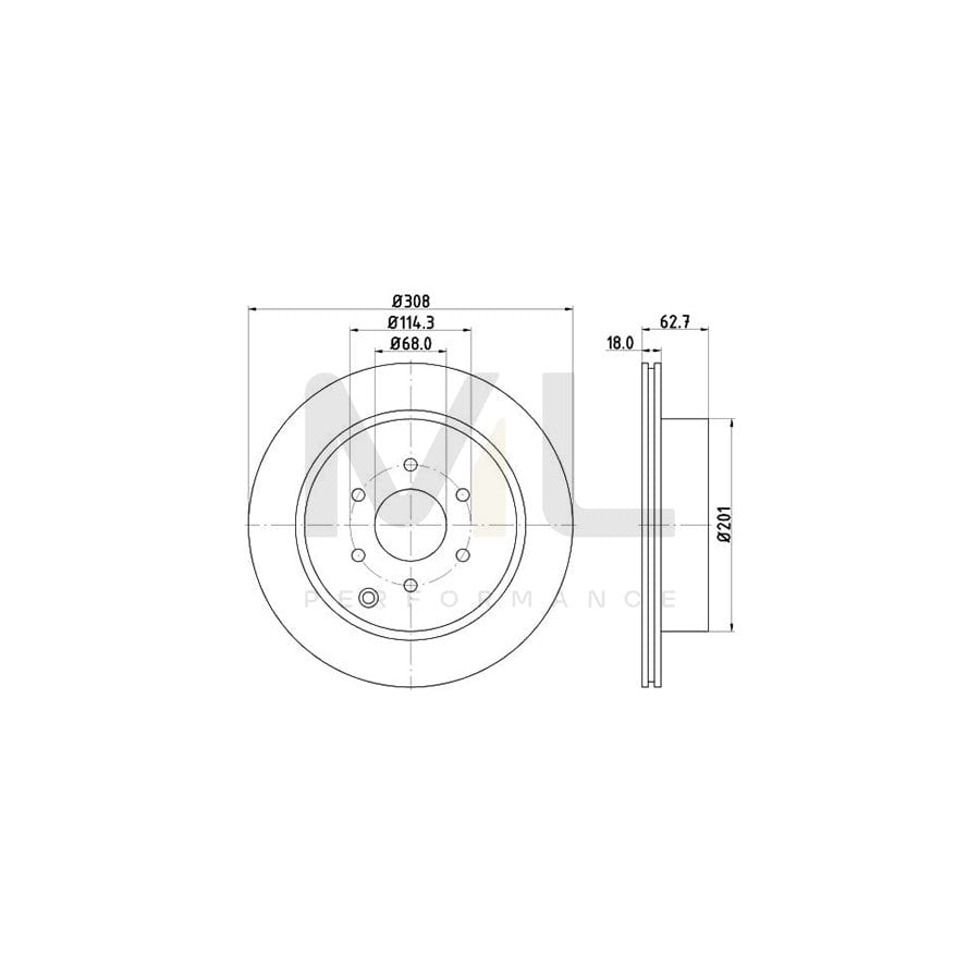 HELLA PRO 8DD 355 115-851 Brake Disc Internally Vented, Coated, without wheel hub, without wheel studs