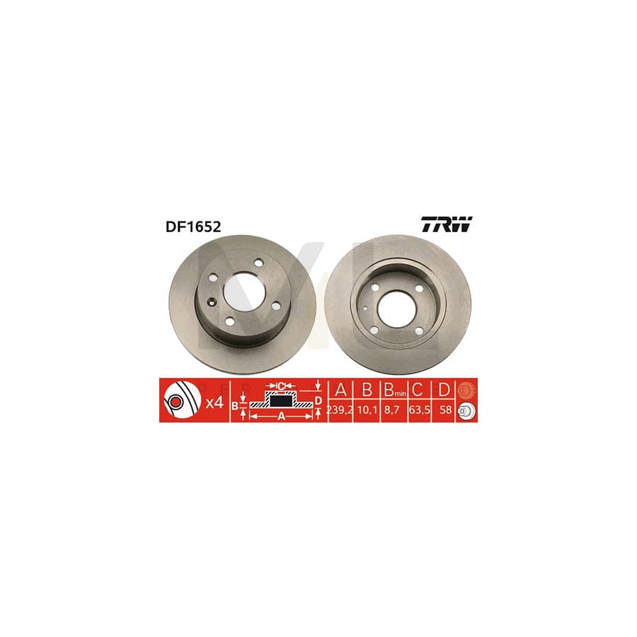 TRW DF1652 Brake Disc Solid, Painted, with bolts/screws | ML Performance Car Parts