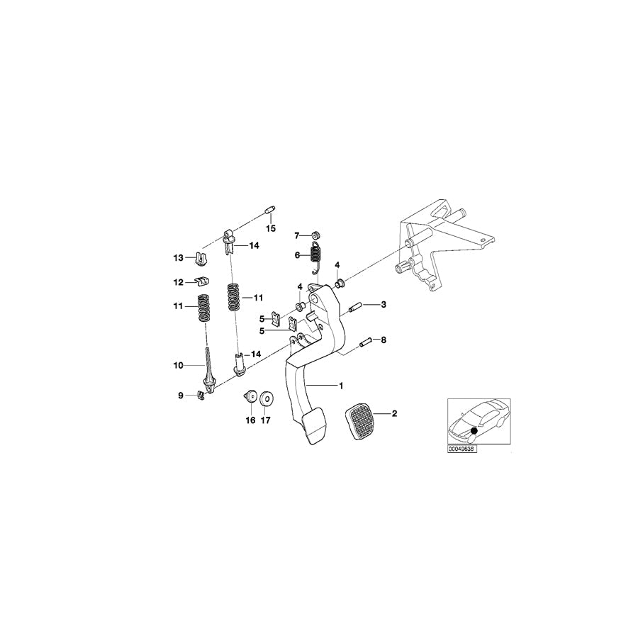 Genuine BMW 35311158659 E36 Clutch Pedal (Inc. 320i, 316i & 316i 1.9) | ML Performance US Car Parts