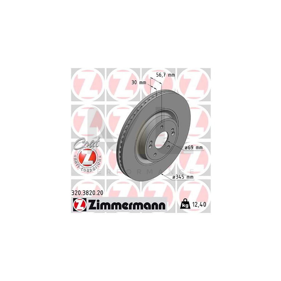 ZIMMERMANN 320.3820.20 Brake Disc for KIA Stinger Hatchback (CK) Internally Vented, Coated  - 1 piece