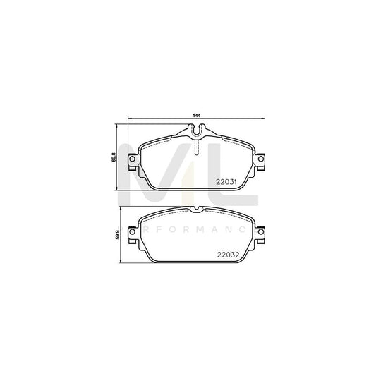 Hella 8DB 355 021-551 Brake Pad Set Prepared For Wear Indicator, With Brake Caliper Screws