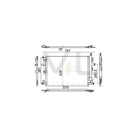MAHLE ORIGINAL AC 635 000S Air conditioning condenser with dryer, with seal ring | ML Performance Car Parts
