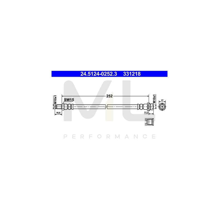 ATE 24.5124-0252.3 Brake Hose for FORD TRANSIT 252mm, M10x1