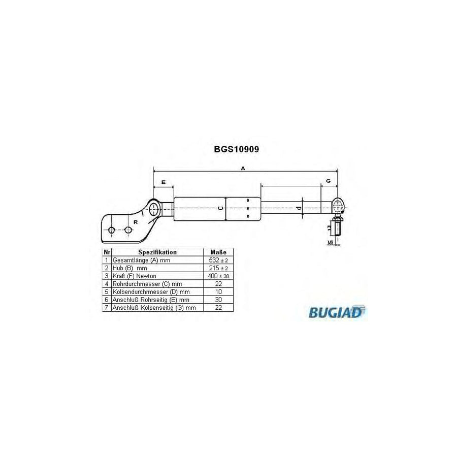 BUGIAD Bgs10909 Tailgate Strut for Mazda 323C V Coupe (Ba)