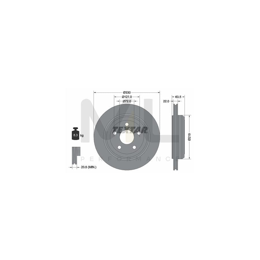 TEXTAR PRO 92273403 Brake Disc for JEEP Grand Cherokee IV (WK, WK2) Externally Vented, Coated, without wheel hub, without wheel studs | ML Performance Car Parts