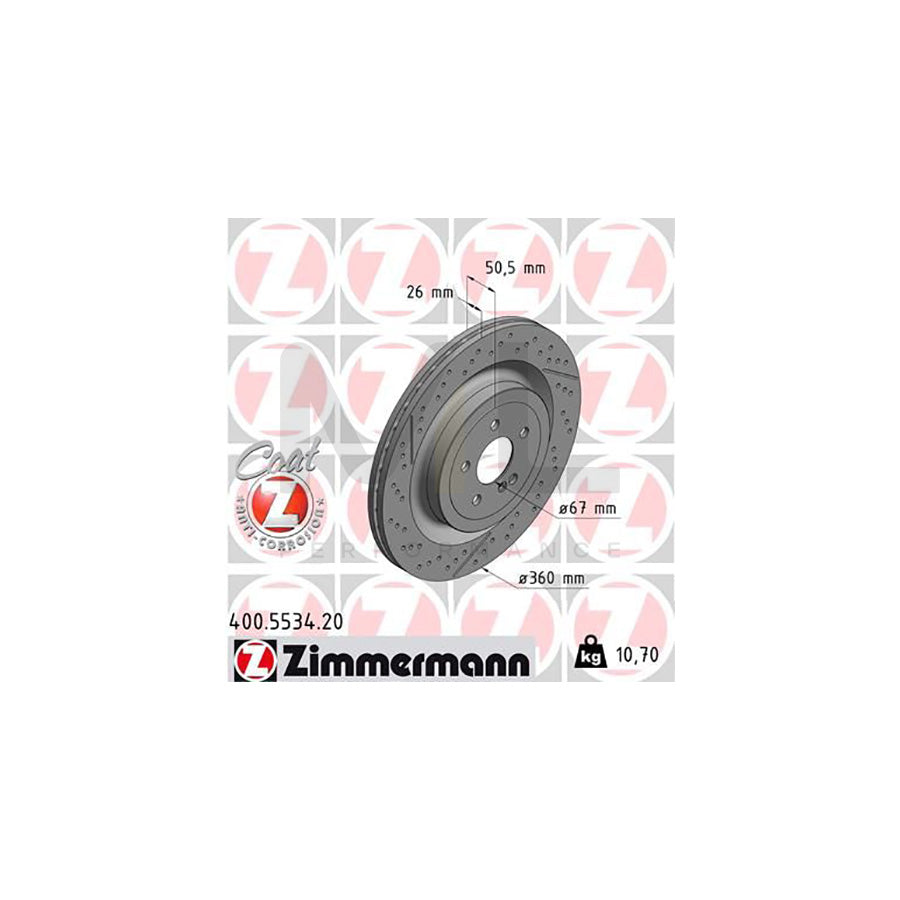 ZIMMERMANN 400.5534.20 Brake Disc Internally Vented, Slotted / Perforated, Coated  - 1 piece