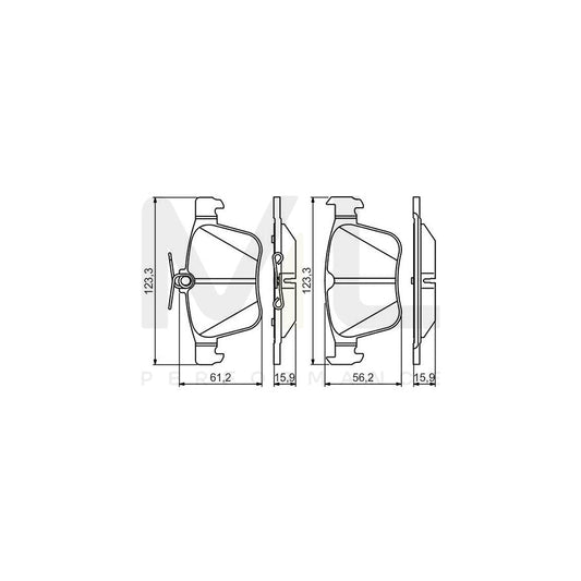 Bosch 0986495346 Brake Pad Set With Anti-Squeak Plate BP1638 | ML Performance Car Parts