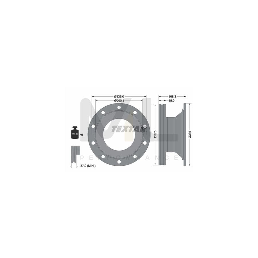 TEXTAR 93308800 Brake Disc Internally Vented | ML Performance Car Parts