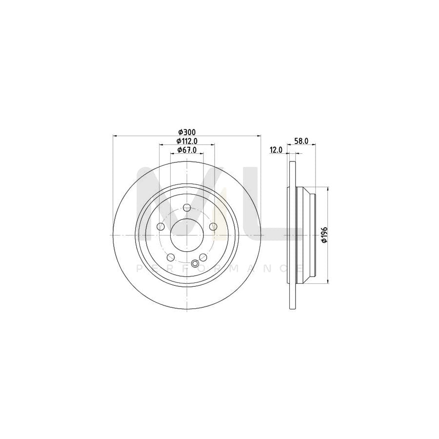 HELLA PRO 8DD 355 122-441 Brake Disc Solid, Coated, without wheel hub, without wheel studs