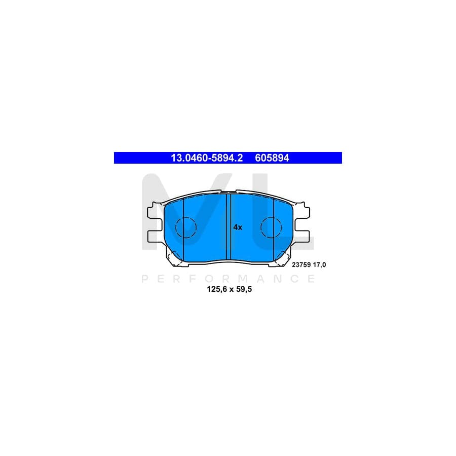 ATE 13.0460-5894.2 Brake pad set for TOYOTA Previa / Estima II (XR30) excl. wear warning contact