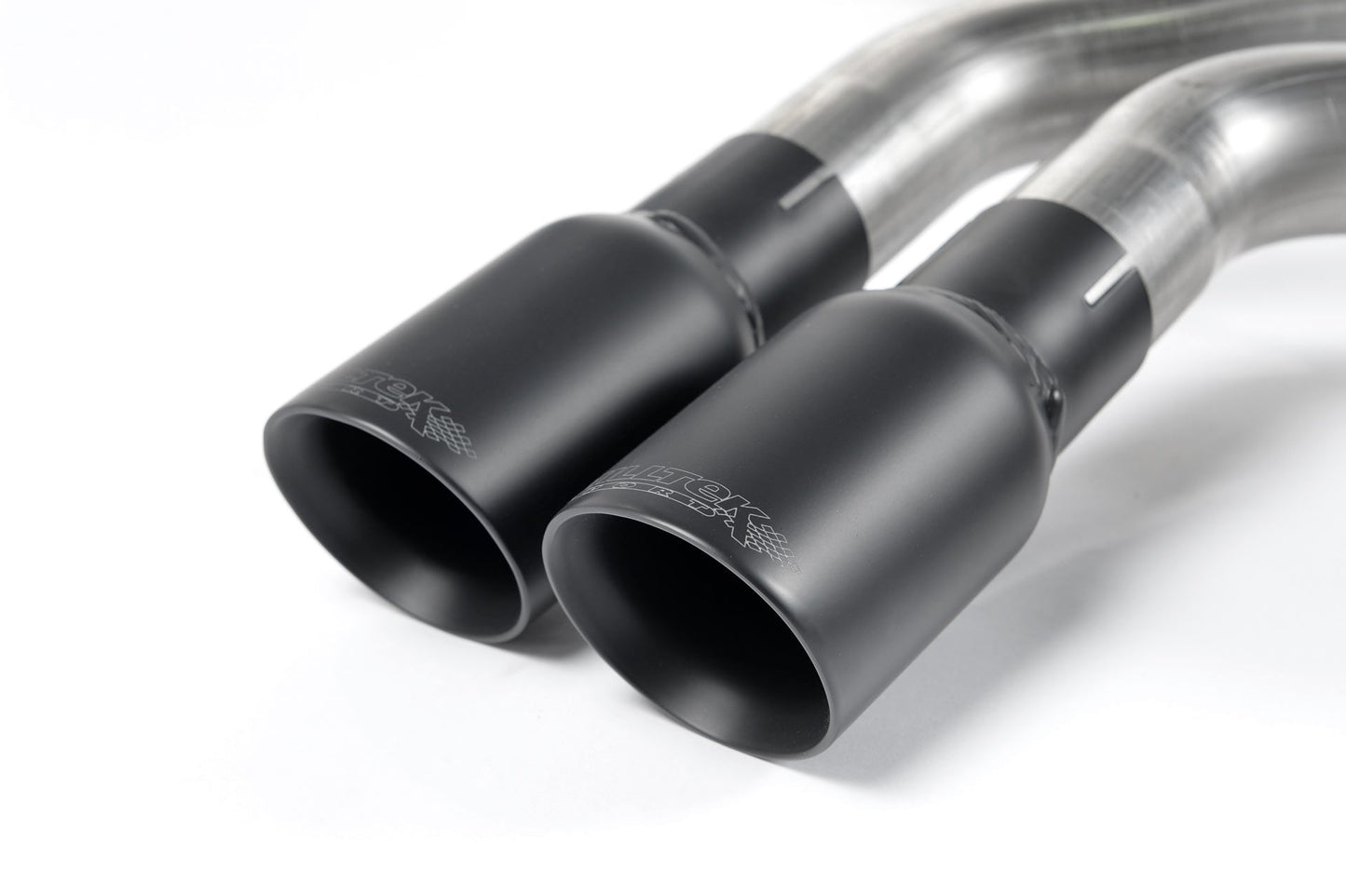 MillTek SSXVW282 Volkswagen Golf Cat-Back 3-inch Race System. Non-Resonated (Louder) wtih Cerakote Black Tips