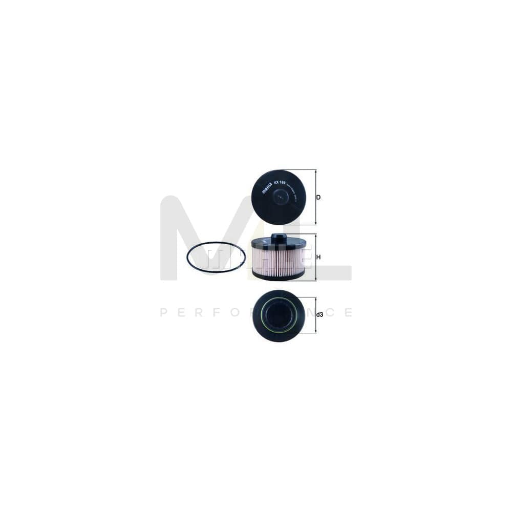 MAHLE ORIGINAL KX 199D Fuel filter for CHRYSLER Voyager IV (RG, RS) Filter Insert | ML Performance Car Parts