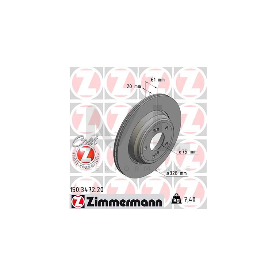 ZIMMERMANN COAT Z 150.3472.20 Brake Disc Externally Vented, Coated, High-carbon  - 1 piece