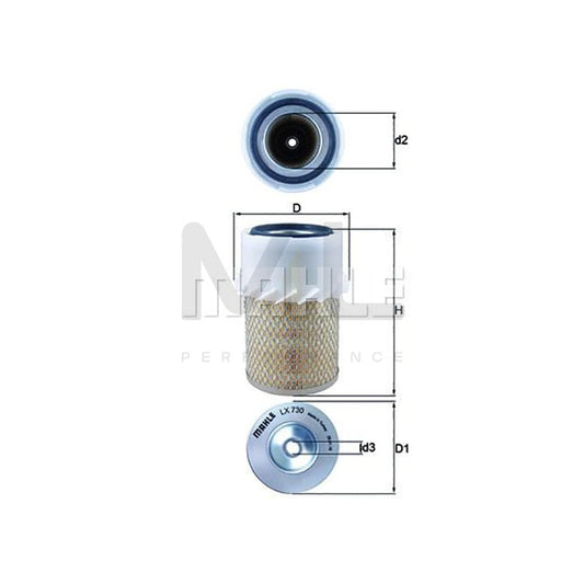 MAHLE ORIGINAL LX 730 Air Filter Filter Insert | ML Performance Car Parts