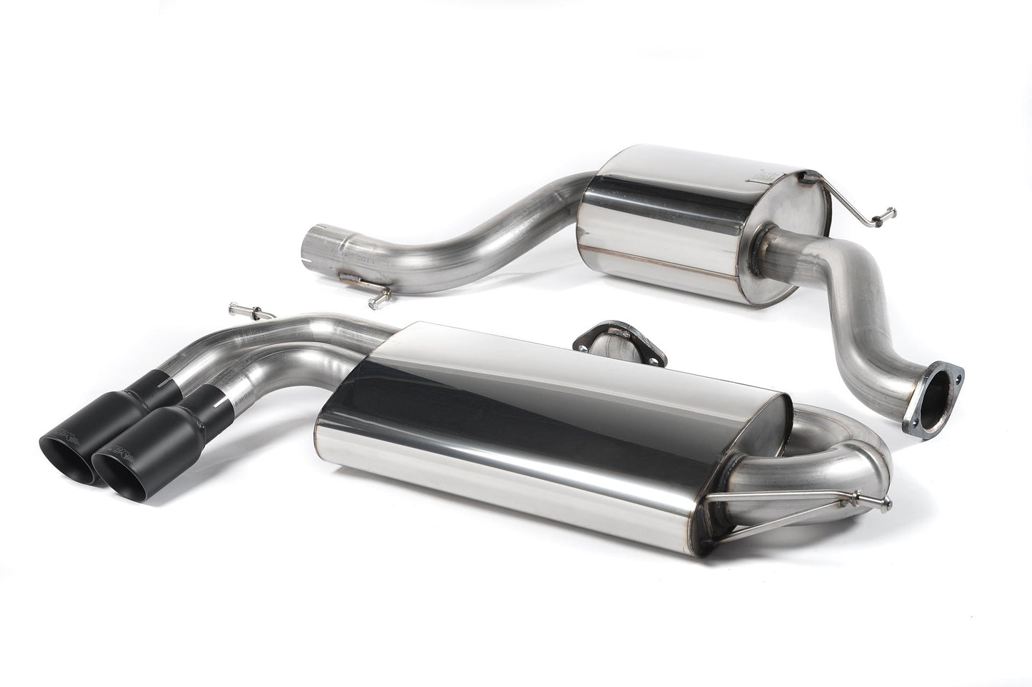 MillTek SSXVW280 Volkswagen Golf Cat-Back 3-inch Race System Resonated (Quieter) with Cerakote Black Tips