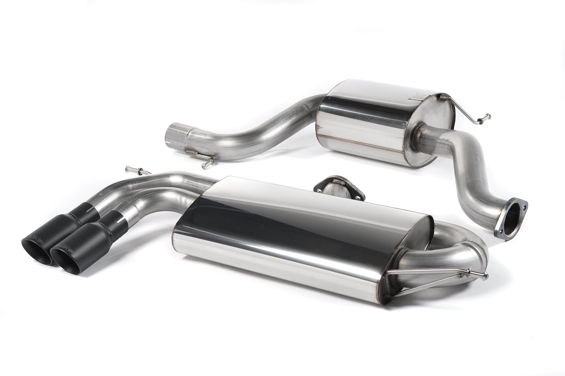 MillTek SSXVW280 Volkswagen Golf Cat-Back 3-inch Race System Resonated (Quieter) with Cerakote Black Tips