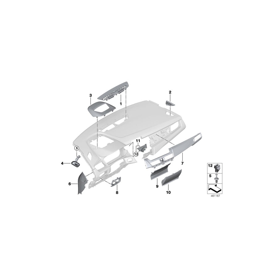 Genuine BMW 51459262980 F46 F45 Trim Panel, I-Panel, Outer Right AIRBAG ON/OFF (Inc. 218d, 214d & 220i) | ML Performance US Car Parts
