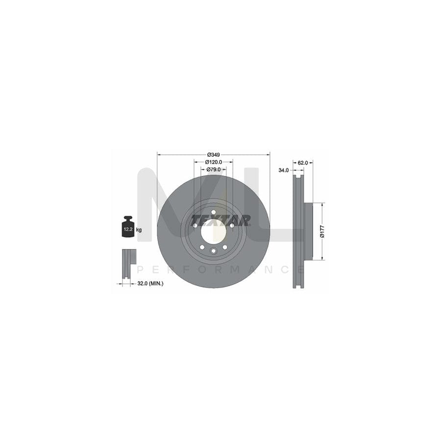 TEXTAR 92307605 Brake Disc Internally Vented, Coated, High-carbon, without wheel hub | ML Performance Car Parts