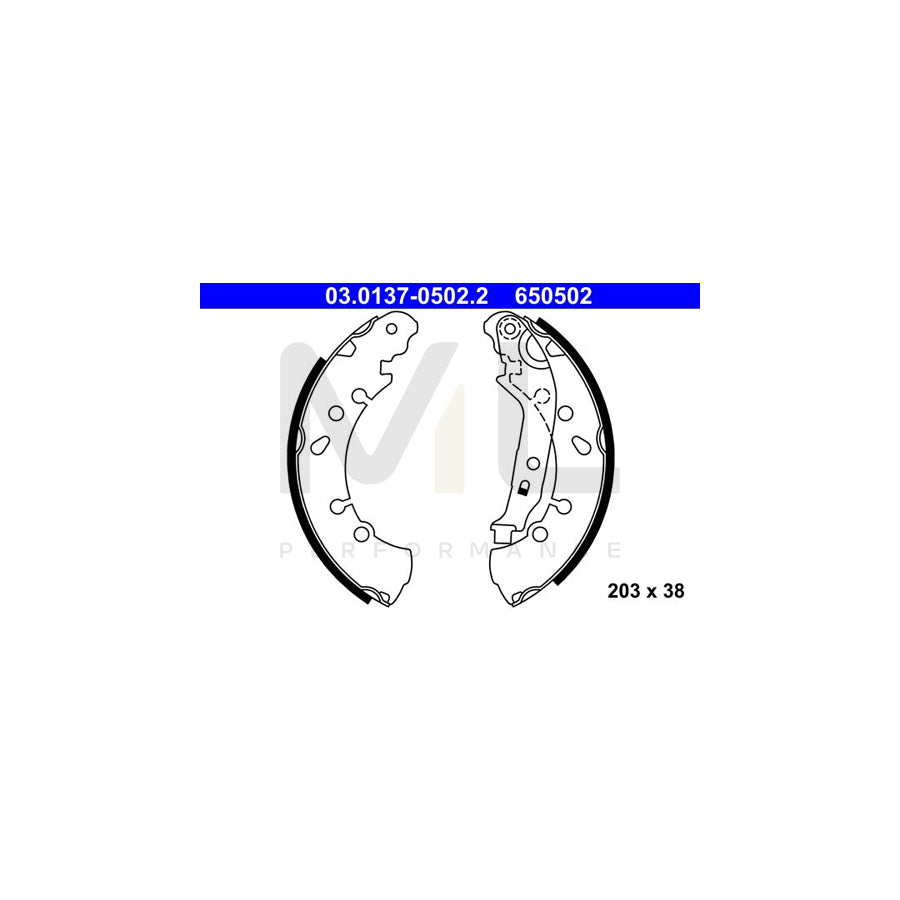 ATE 03.0137-0502.2 Brake Shoe Set with lever