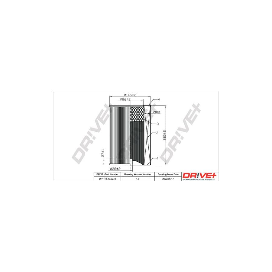 Dr!Ve+ Dp1110.10.0278 Air Filter For Toyota Hiace