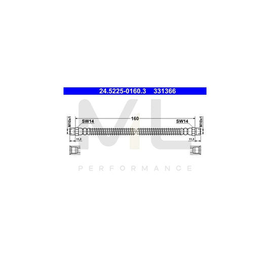 ATE 24.5225-0160.3 Brake Hose for VW TRANSPORTER 160mm