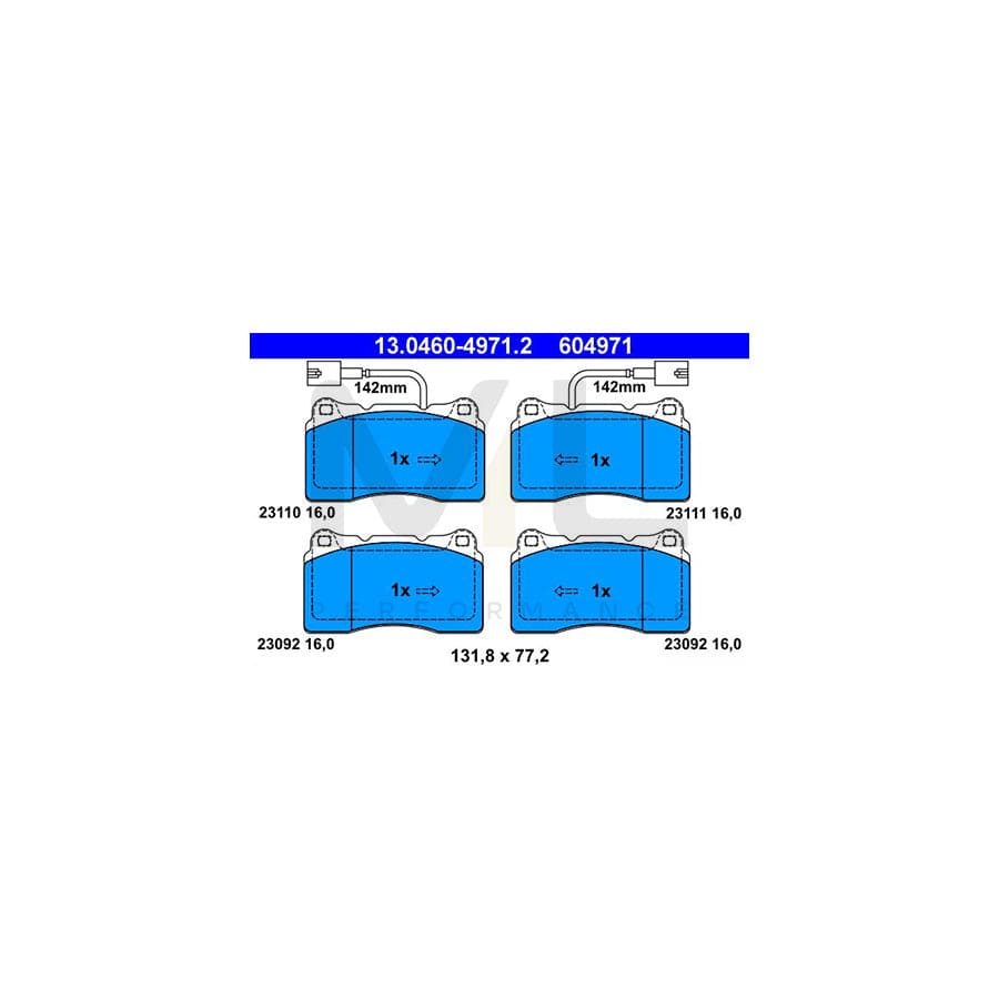 ATE 13.0460-4971.2 Brake pad set incl. wear warning contact