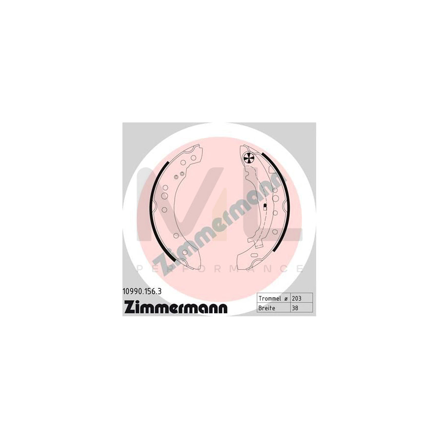 ZIMMERMANN 10990.156.3 Brake Shoe Set Photo corresponds to scope of supply, with lever