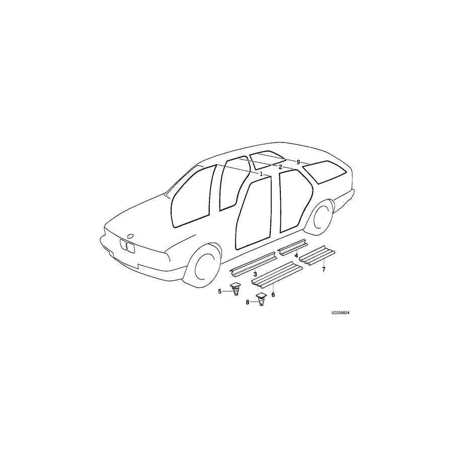 Genuine BMW 51728120891 E34 Edge Protection Left SCHIEFER (Inc. 525tds, 520i & 525td) | ML Performance UK Car Parts