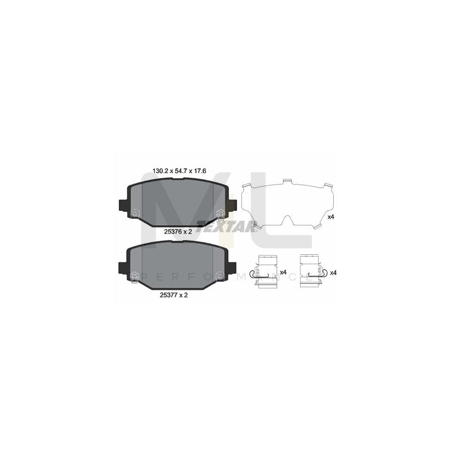 TEXTAR 2537601 Brake pad set with acoustic wear warning, with accessories | ML Performance Car Parts