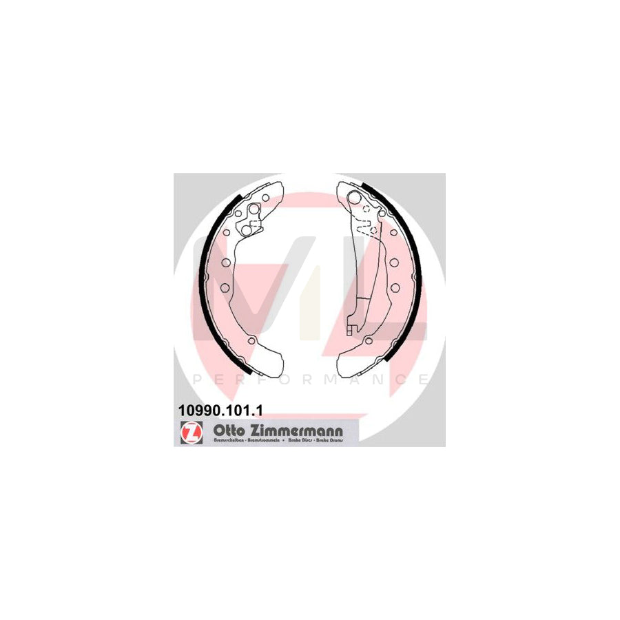 ZIMMERMANN 10990.101.1 Brake Shoe Set Photo corresponds to scope of supply, with lever