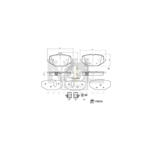 Febi Bilstein 178655 Brake Pad Set Rear Axle, Prepared For Wear Indicator, With Attachment Material