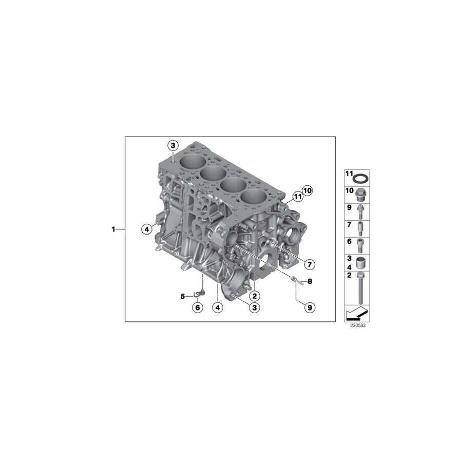 Genuine BMW 11112182530 Engine Block With Piston (Inc. One D & Cooper D) | ML Performance US Car Parts